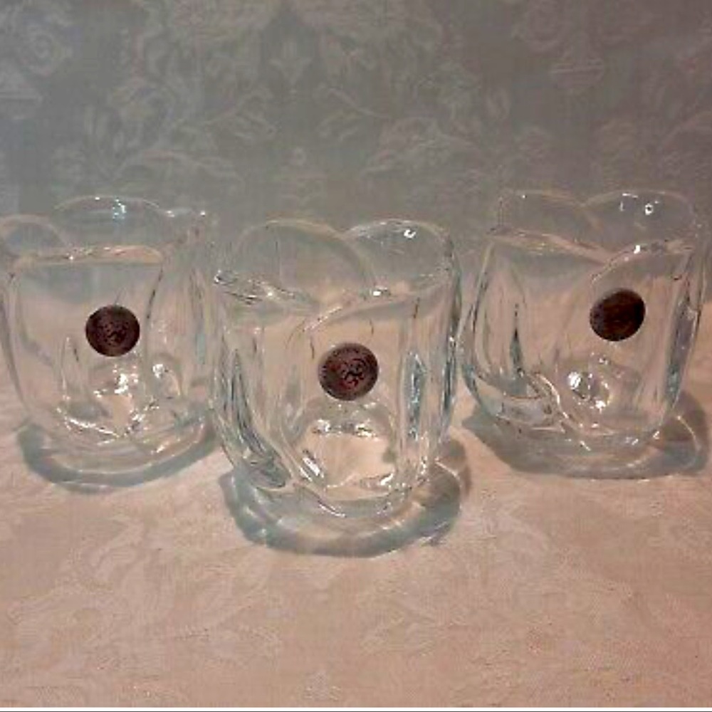 3 St George Crystal 24% Fine Lead Crystal Tulip Votive Candle Holders New in Box